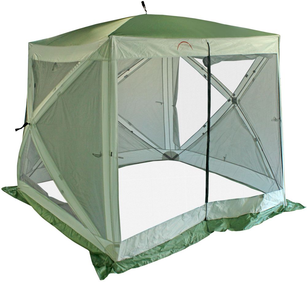 Тент Campack Tent A-2002W, с ветро-влагозащитными полотнами, 2,3 х 2,3 х 2 м62418 Тент Campack Tent A-2002W, с ветро-влагозащитными полотнами, 2,3 х 2,3 х 2 м62418Современная модель быстросборного кемпингового тента с каркасом из фибергласса.Тент отлично подойдет для организации комфортного отдыха на природе. Вместительные размеры позволят разместить столовую или кухню. Тент оборудован антимоскитными сетками и влаго-ветрозащитными полотнами для защиты от непогоды. Полотно тента изготовлено из ткани Oxford Poly PU c полиуретановой пропиткой 3000 мм водного столба для защиты даже от сильных ливней. Швы тента дополнительно проклеены для защиты от проникновения влаги. Высококачественный каркас из фибергласса обеспечивает надежность и стойкость тента к ветровым нагрузкам. В комплекте колышки и оттяжки для закрепления тента. Тент складывается в удобную сумку из усиленной ткани.Размер: 2,3 х 2,3 х 2 м.Каркас: Fiberglass 11 мм.Ткань: Oxford 210D 3000 мм в.ст.Вес: 9 кг.