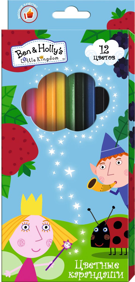 Ben&Holly Набор цветных карандашей Бен и Холли 12 цветов31700 Ben&Holly Набор цветных карандашей Бен и Холли 12 цветов31700Яркие карандаши ТМ Бен и Холли помогут маленькому художнику создавать красивые картинки, а любимые герои вдохновят малыша на новые интересные идеи. В набор входит 12 цветных мягких и одновременно прочных карандашей, идеально подходящих для рисования, письма и раскрашивания. Яркие линии получаются без сильного нажима. Благодаря высококачественной древесине, карандаши легко затачиваются. Прочный грифель не крошится при падении и не ломается при заточке. Состав: древесина, цветной грифель.