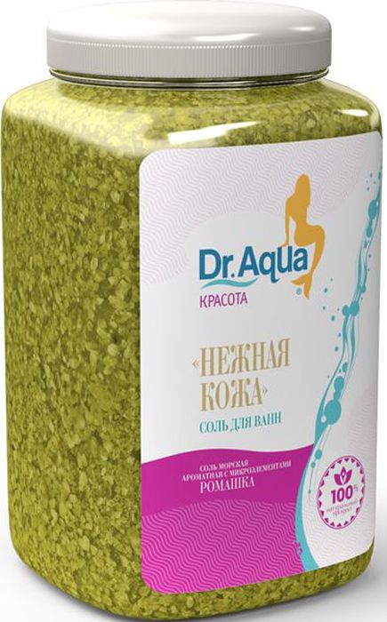 Dr. Aqua Соль морская ароматная Нежная кожа, с экстрактом ромашки, 750 г49 Dr. Aqua Соль морская ароматная Нежная кожа, с экстрактом ромашки, 750 г49Соли для ванн серии Аква-Красота - сила природы для Вашей кожи!Морская соль с уникальным комплексом из природных натуральных растительных экстрактов и эфирных масел сделает вашу кожу прекрасной. Природные минералы соли активизируют обмен веществ в глубоких слоях кожи и ускоряют регенерацию клеток. Натуральные экстракты череды и полыни и эфирные масла бергамота и чайного дерева ОЧИЩАЮТ, УВЛАЖНЯЮТ и ПИТАЮТ клетки кожи.Морская соль Верхнекамского месторождения идеально подходит для проведения SPA - процедур в домашних условиях. При растворении соли в воде образуется естественный осадок – это целебная межкристаллическая глина, которая содержит в себе более 40 жизненно важных макро- и микроэлементов. Регулярный прием ванн с морской солью поддерживает процесс обновления клеток кожи, усиливает ее защитные функции, сохраняет молодость и здоровье.