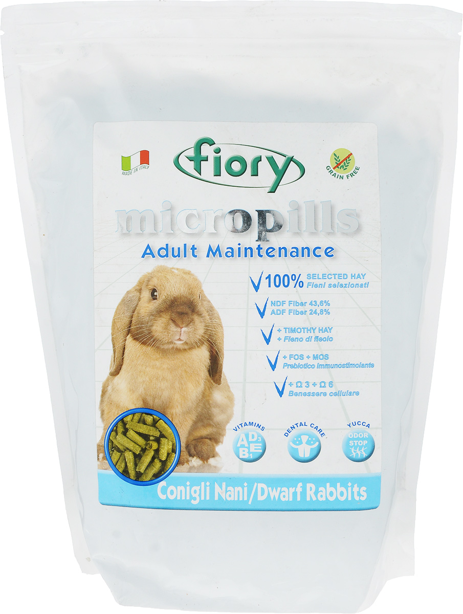 Корм сухой Fiory Micropills Dwarf Rabbits для карликовых кроликов, 2 кг6327 Корм сухой Fiory Micropills Dwarf Rabbits для карликовых кроликов, 2 кг6327Корм сухой Fiory Micropills Dwarf Rabbits - это повседневный сбалансированный корм для взрослых декоративных кроликов с 10 месяцев.Корм содержит сено второго укоса, витамины и хелатные минералы. Не содержит зерно. Кварц в составе позволяет стачивать зубы. NDF-клетчатка 43,6% и ADF-клетчатка 24,8% в составе корма - это полезная клетчатка, потребляемая кроликами в природе.Комплекс нутрицевтиков для правильного развития: дрожжи, инулин цикория, ФОС, продукты растительного происхождения, бета-глюканы, нуклеотиды, юкка Шидигера, масло огуречника (Омега-6) и жирные кислоты (Омега-3 DHA+EPA+DPA).Корм выполнен в виде гранул одинакового размера. Исключает пищевое селективное поведение. Упаковка с замком зип-лок надолго сохранит корм свежим. Товар сертифицирован.
