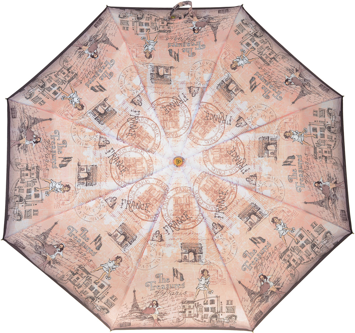 Зонт женский Fabretti, автомат, 3 сложения, цвет: персиковый, мультиколор. L-17106-6