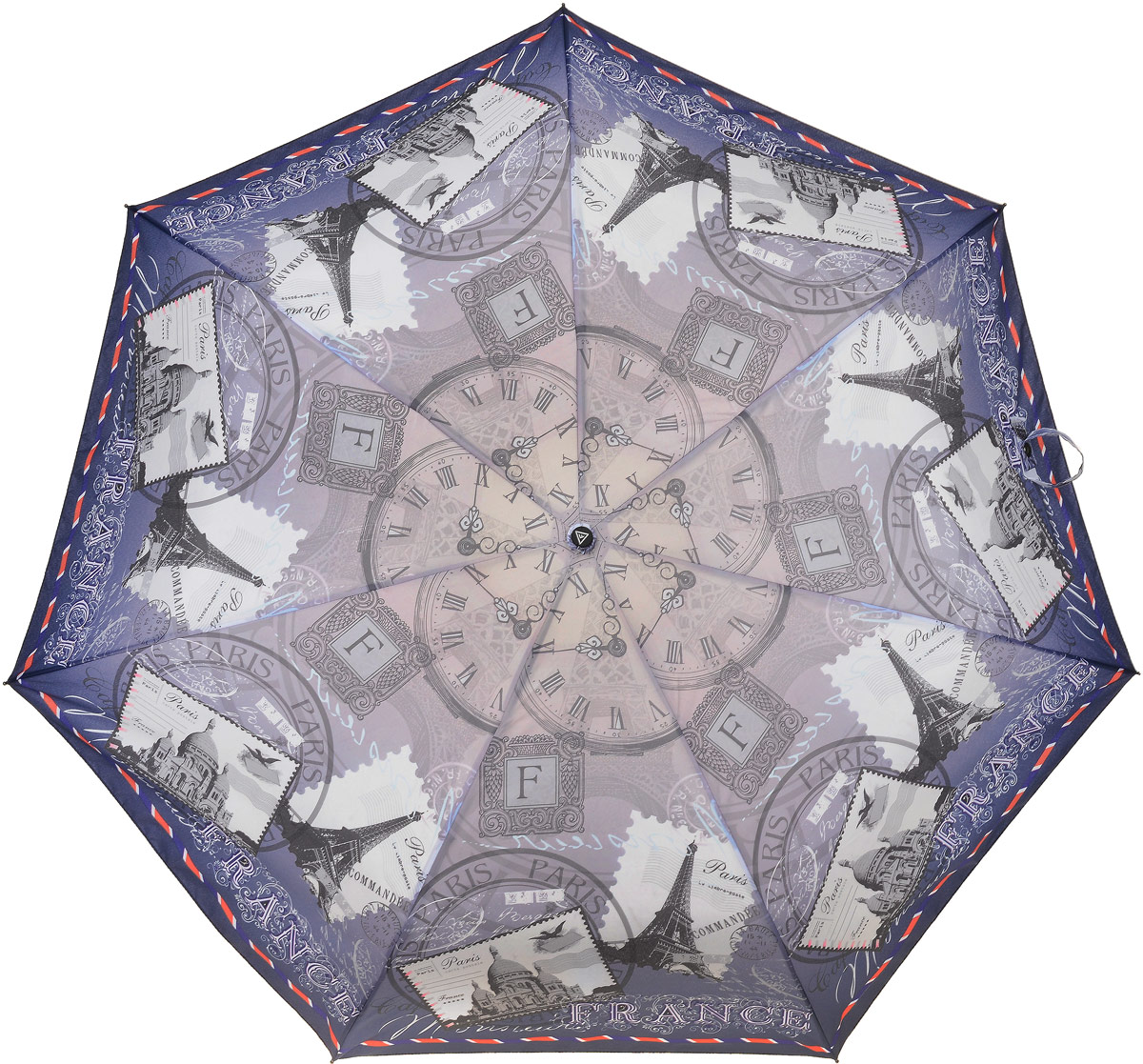 Зонт женский Fabretti, автомат, 3 сложения, цвет: фиолетовый, мультиколор. P-17100-9