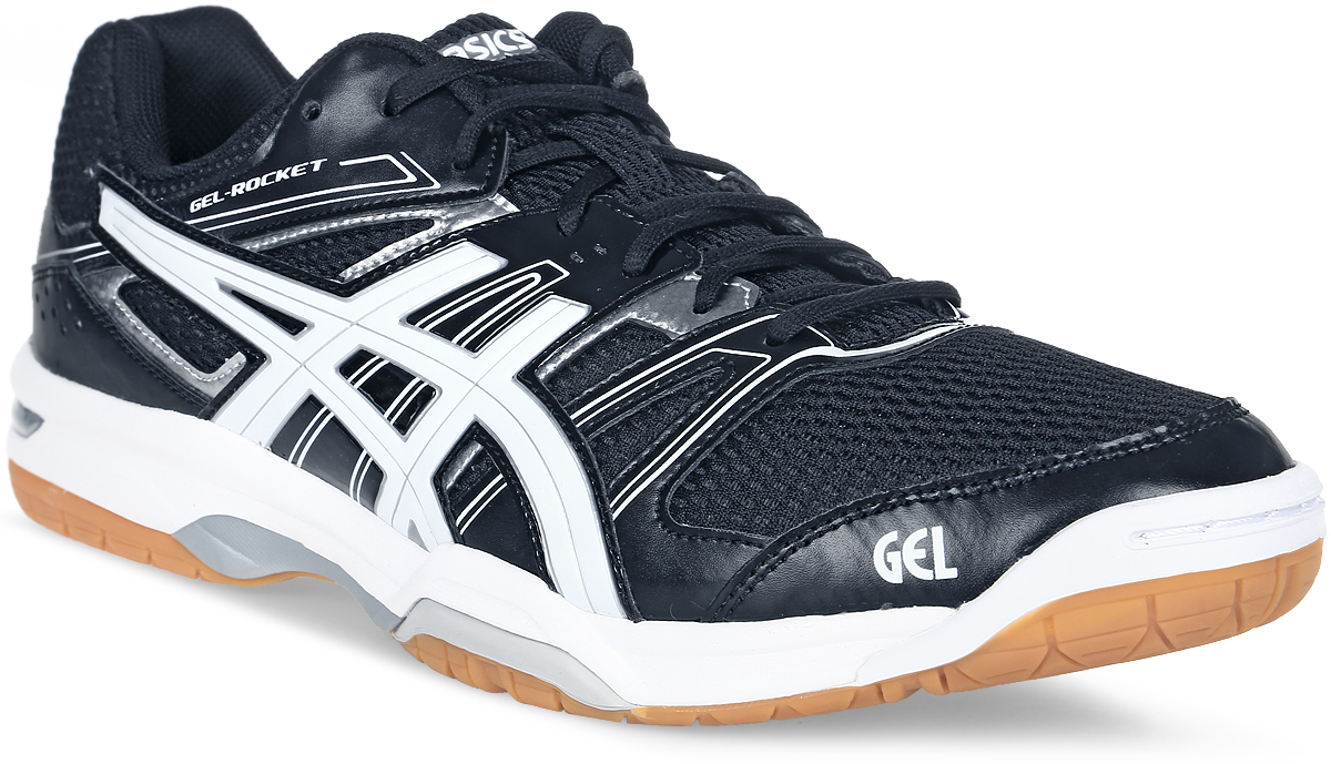 Кроссовки для волейбола мужские Asics Gel-Rocket 7, цвет: черный, белый. B405N-9001. Размер 12H (45,5)B405N_9001 Кроссовки для волейбола мужские Asics Gel-Rocket 7, цвет: черный, белый. B405N-9001. Размер 12H (45,5)B405N_9001Надежные мужские кроссовки для волейбола Gel-Rocket 7 от Asics создают необходимый комфорт и гибкость.Верх модели выполнен из сетчатого нейлона с отделкой из искусственной кожи.Модель с классической системой шнуровки и внутренней отделкой из мягкого текстильного материала. Стелька из EVA с текстильной поверхностью, повторяющая форму стопы, обеспечивает мягкость и комфорт. Кроссовки имеют ударопрочную колодку California. Подошва выполнена из резины повышенной износостойкости AHAR, продлевающей срок службы обуви. Система амортизации Asics Gel (специальный вид силикона) в пятке снижает нагрузку на пятку, колени и позвоночник спортсмена. Литой элемент Trusstic System, расположенный под центральной частью подошвы, предотвращает скручивание стопы. Рифление на подошве гарантирует отличное сцепление с любой поверхностью.