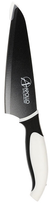 Кухонный нож "Apollo" идеален при обработке продуктов, как профессионального, так и  домашнего использования. Удобен в применении,  обладает превосходными гигиеническими свойствами.    Особенности ножа "Apollo":  Лезвие выполнено из нержавеющей стали X30Cr13, со специальным нестираемым  антибактериальным покрытием, препятствующим контакту  продукта и стали.   Прочный и острый клинок.  Отличные гигиенические свойства.   Безопасное и прочное покрытие лезвия, не дающее пище прилипать к ножу. Гармоничный дизайн ручки и лезвия.   Кухонный нож "Apollo" предоставит вам все необходимые возможности в успешном  приготовлении пищи.  Общая длина ножа: 29,5 см.  Длина лезвия: 17 см.