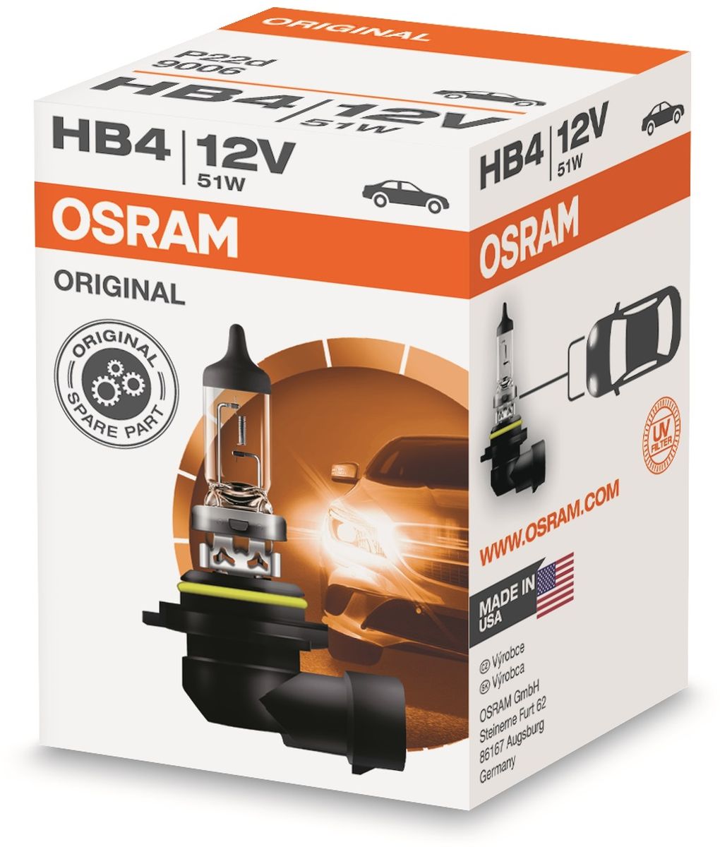 Лампа автомобильная галогенная Osram Original Line, для фар, цоколь P22d, 12V, 62Вт9006 Лампа автомобильная галогенная Osram Original Line, для фар, цоколь P22d, 12V, 62Вт9006Лампы OSRAM ORIGINAL LINE - это безупречные рабочие характеристики, отвечающие всем стандартам автомобильного освещения, надежность и экономия.