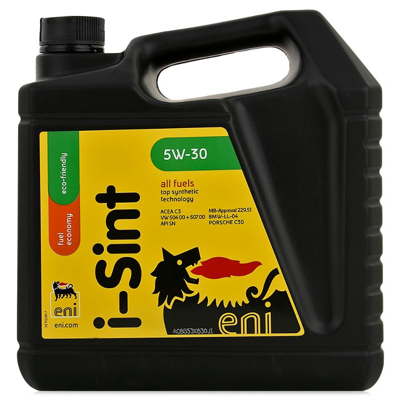 Моторное масло Eni 5w-30 i-Sint 4лEni5w30iSint4 Моторное масло Eni 5w-30 i-Sint 4лEni5w30iSint4Еni i-Sint 5W-30 - это самое современное, высокотехнологичное, полностью синтетическое моторное масло для новейших типов бензиновых и дизельных двигателей легковых автомобилей, отвечающих нормам ЕВРО-4, оснащенных катализаторами и сажевыми фильтрами. Также отлично подходит для автомобилей без сажевых фильтров. Масло рассчитано на увеличенный интервал замены. ХарактеристикиСпецификации и одобрения ACEA C3, ACEA A3/B4, VW 504.00/507.00, MB 229.51, BMW LongLife 04, PORSCHE C30