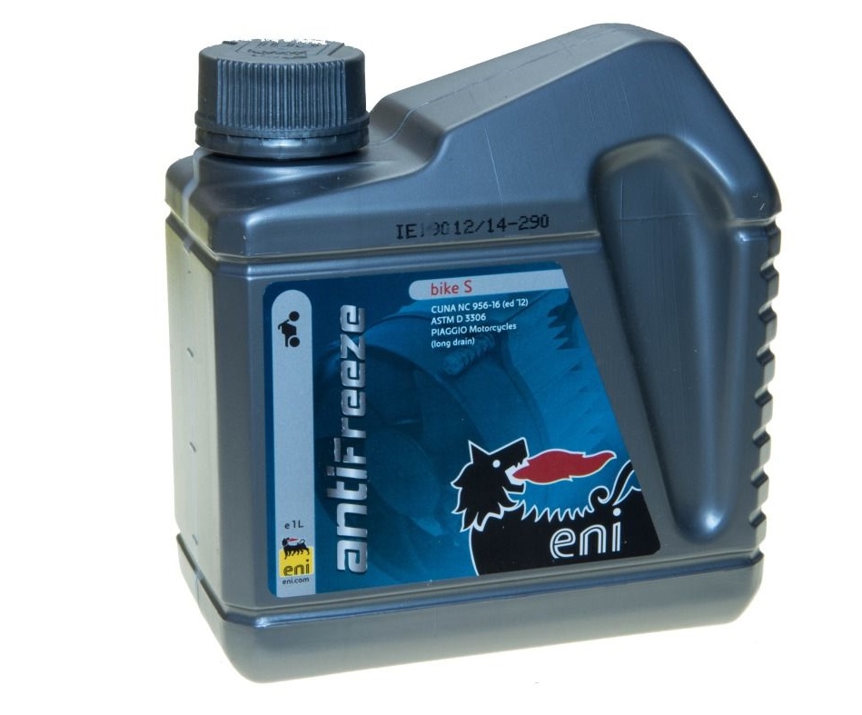 Антифриз Eni Antifreeze Bike S 1лкн12-60авц Антифриз Eni Antifreeze Bike S 1лкн12-60авцEni Antifreeze Bike S - это самая современная, готовая к применению охлаждающая жидкость на основе этиленгликоля с использованием специальных органических антикоррозийных присадок (АОТ). Антифризы от ENI-Agip на данный момент являются одними из лучших по соотношению качества и стоимости. Их состав жестко контролируется на всех этапах производства, чтобы обеспечить их нормальную и безопасную эксплуатацию. Характеристики Допуски ASTM D 3306, Piaggio Motorcycles