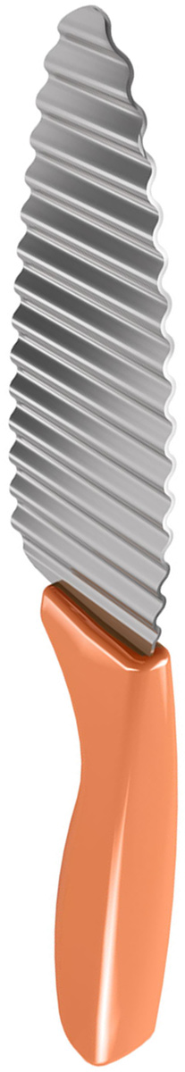 Нож для фигурной нарезки Metaltex, цвет: оранжевый, длина лезвия 11,5 см25.27.95 Нож для фигурной нарезки Metaltex, цвет: оранжевый, длина лезвия 11,5 см25.27.95Нож для фигурной нарезки Metaltex, выполненный из нержавеющей стали, будет отличным отличным инструментом, который станет настоящим помощником на кухне. Он не просто нарезает овощи кусочками, но и делает их плавными, волнистыми. Изделие оснащено удобной пластмассовой ручкой. Такой нож идеально подойдет для сервировки ваших любимых блюд узорным картофелем, морковью, огурцом, яйцами и многим другим. Общая длина ножа: 22 см.