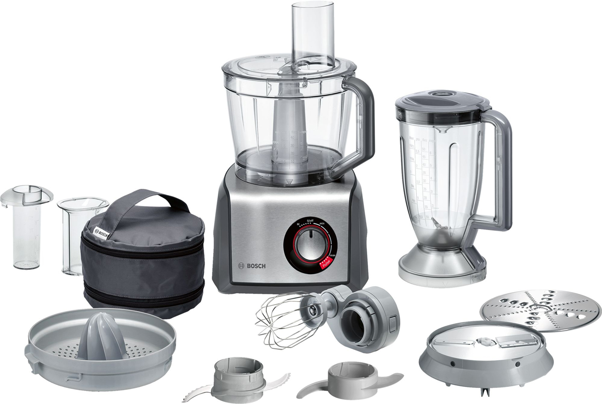 Bosch MCM68840 кухонный комбайнMCM68840 Bosch MCM68840 кухонный комбайнMCM68840Экономит на пространстве, но не на возможностях: компактный и многофункциональный кухонный комбайн Bosch MCM68840. Выполняет более 40 функций: шинкует, нарезает, замешивает тесто, взбивает крема и другое.Как только надо быстро замесить тесто и что-либо взбить, то мощный двигатель начинает делать свое дело. Он обеспечивает отличный результат и максимальную производительность.Благодаря крышке на чаше из пластика и блендеру вам гарантирован максимум безопасности во время использования прибора.Оснащен плавной регулировкой скорости со световым индикатором. Имеет режим Момент для измельчения зелени и импульсивный режим для взбивания коктейлей, смузи, колки льда.