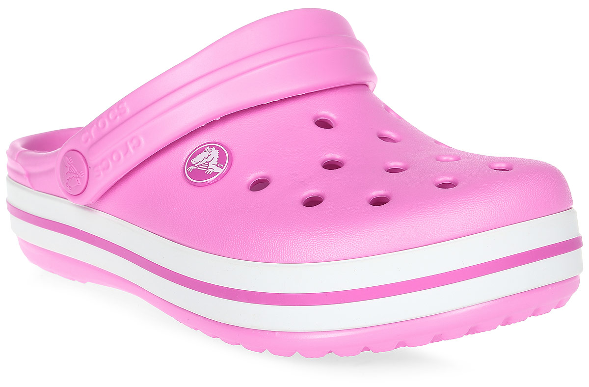 Сабо для девочки Crocs, цвет: розовый. 204537-6U9. Размер J3 (34/35)