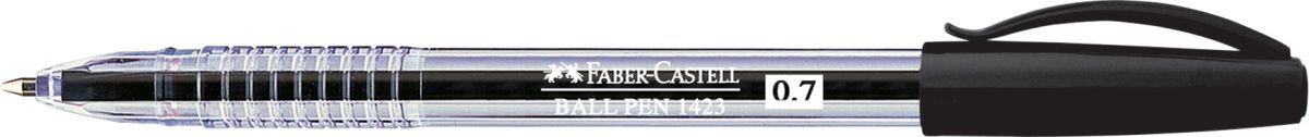 Faber-Castell Ручка шариковая 1423 черная142339 Faber-Castell Ручка шариковая 1423 черная142339Шариковая ручка Faber-Castell 1423 эргономичной формы станет незаменимым атрибутом учебы илиработы. Прозрачный корпус ручки выполнен из пластика. Вентилируемый колпачок соответствует цвету чернил. Высококачественные чернила позволяют добиться идеальной плавности письма.Особенности:толщина линии 0,7 ммудобное и мягкое использованиевысококачественные чернила, не выцветаютэргономичная формадлина письма: ~3000 м