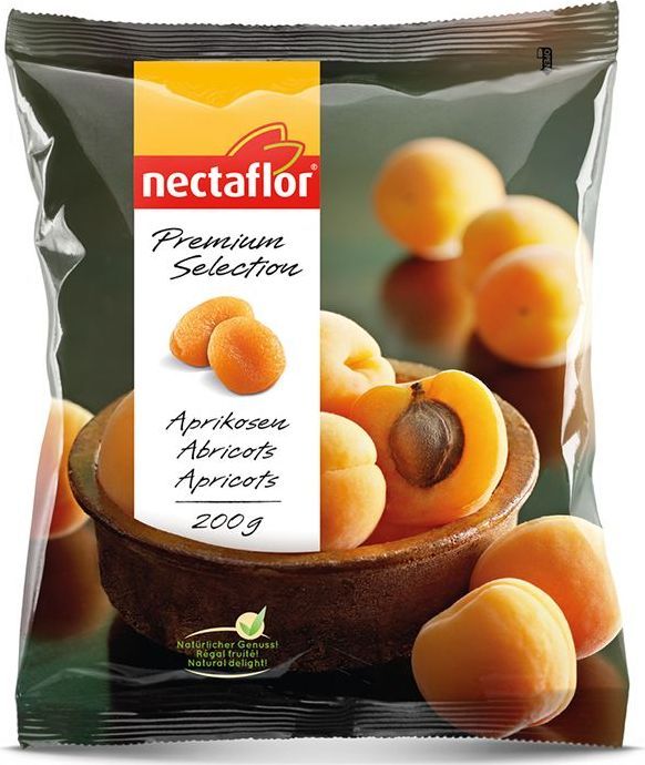 Nectaflor курага сульфитированная, 200 г606024 Nectaflor курага сульфитированная, 200 г606024Ярко оранжевая, сладкая, нежная курага с освежающим ароматом. Крупного размера нежная курага без косточки богата клетчаткой и антиоксидантами. Идеально подходит в качестве закуски в любое время дня.