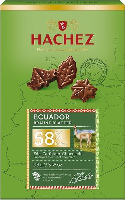 Hachez шоколадные лепестки из какао сорта Эквадор 58%, 95 г0120710 Hachez шоколадные лепестки из какао сорта Эквадор 58%, 95 г0120710Сегодня это особенное печенье продолжает очаровывать и удивлять людей не менее чем в 50 странах мира. Белки: 5 г, углеводы: 43 г, жиры: 43 г.