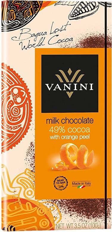 Icam Vanini шоколад с апельсиновой цедрой молочный 49% какао, 100 гК7255 Icam Vanini шоколад с апельсиновой цедрой молочный 49% какао, 100 гК7255Молочный шоколад Ванини с апельсиновой цедрой с содержанием 49% какао - это гастрономический шоколад из Италии.