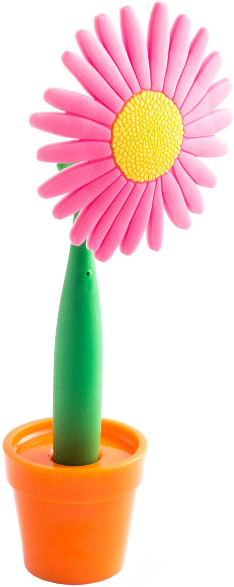 Эврика Ручка шариковая Цветок Астра на подставке цвет розовый