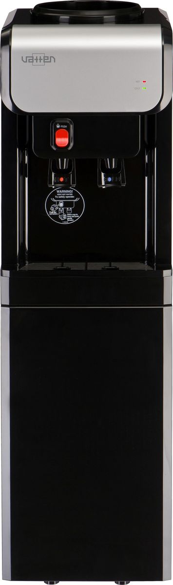 Vatten V19NK, Black кулер для воды3531 Vatten V19NK, Black кулер для воды3531Классический напольный кулер для воды VATTEN V19NK с верхней загрузкой имеет мощность нагрева 440 Вт, мощность охлаждения 105 Вт. Производительность охлаждения - 2,7 л/час, производительность нагрева - 7 л/час.Компрессорный тип охлаждения, push краны подачи воды для бутылки, а также имеется индикатор нагрева.