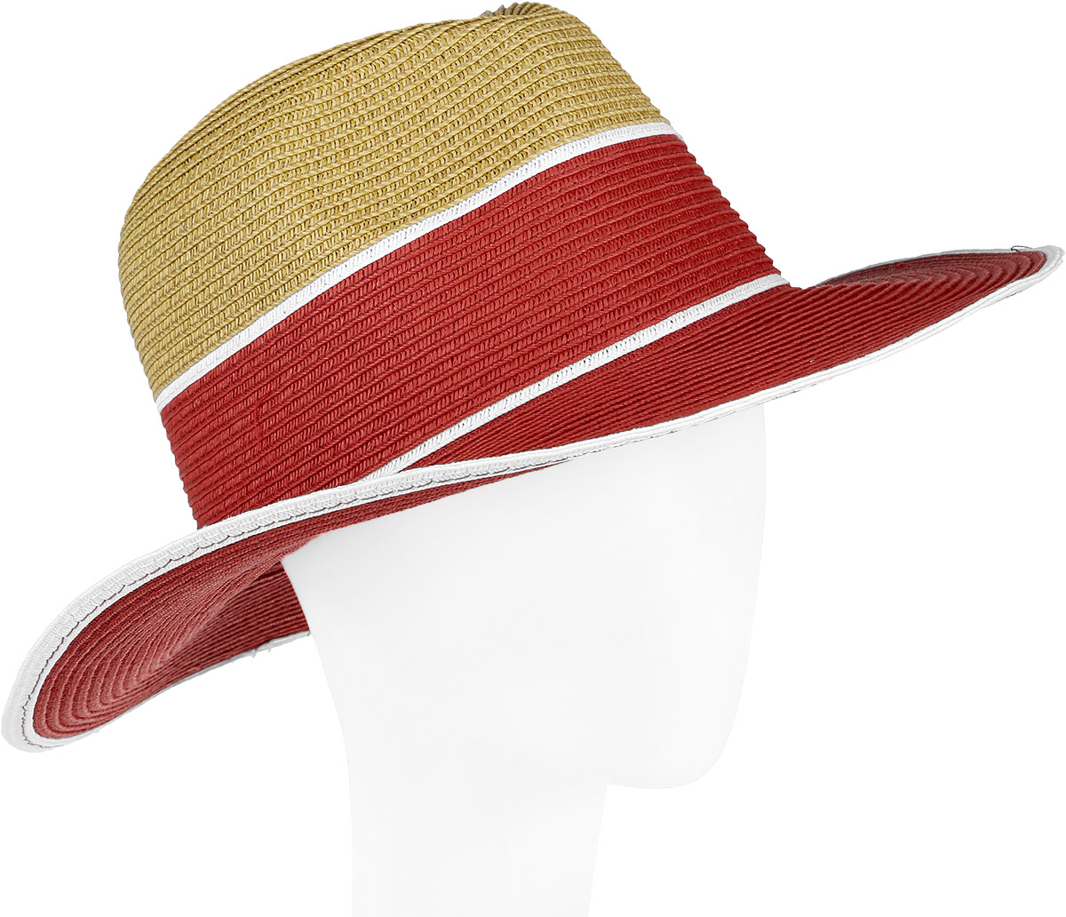 Шляпа женская Fabretti, цвет: бежевый, красный. G33-3/8. Размер универсальный