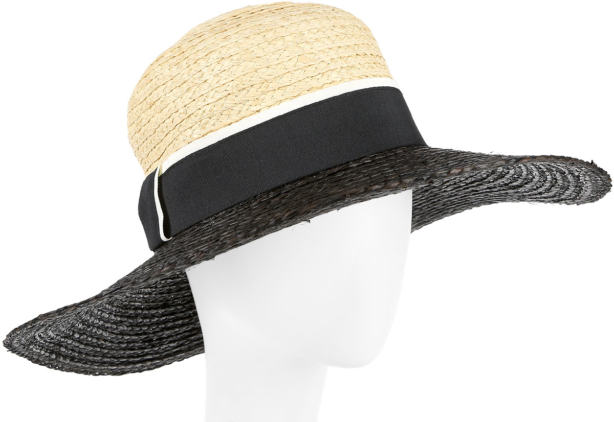 Шляпа женская Fabretti, цвет: черный, бежевый. G30-2/1. Размер универсальный