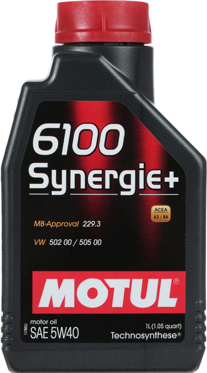 Масло моторное Motul 6100 Synergie+, синтетическое, 5W-40, 1 л103728 Масло моторное Motul 6100 Synergie+, синтетическое, 5W-40, 1 л103728Моторное масло для бензиновых и дизельных двигателей Technosynthese.Всесезонное моторное масло, созданное процессом Technosynthese. Рекомендуется для современных бензиновых и дизельных двигателей легковых автомобилей. Высокое качество продукта позволяет использовать его для высокотехнологичных двигателей: многоклапанных, инжекторных, турбированных. Допускается смешивать с высокотехнологичными минеральными и синтетическими маслами. ACEA Стандарты: ACEA A3/B4API Стандарты: API SN/CFОдобрения: MB-Approval 229.3; VW 502 00 - 505 00; RN0710 - 0700
