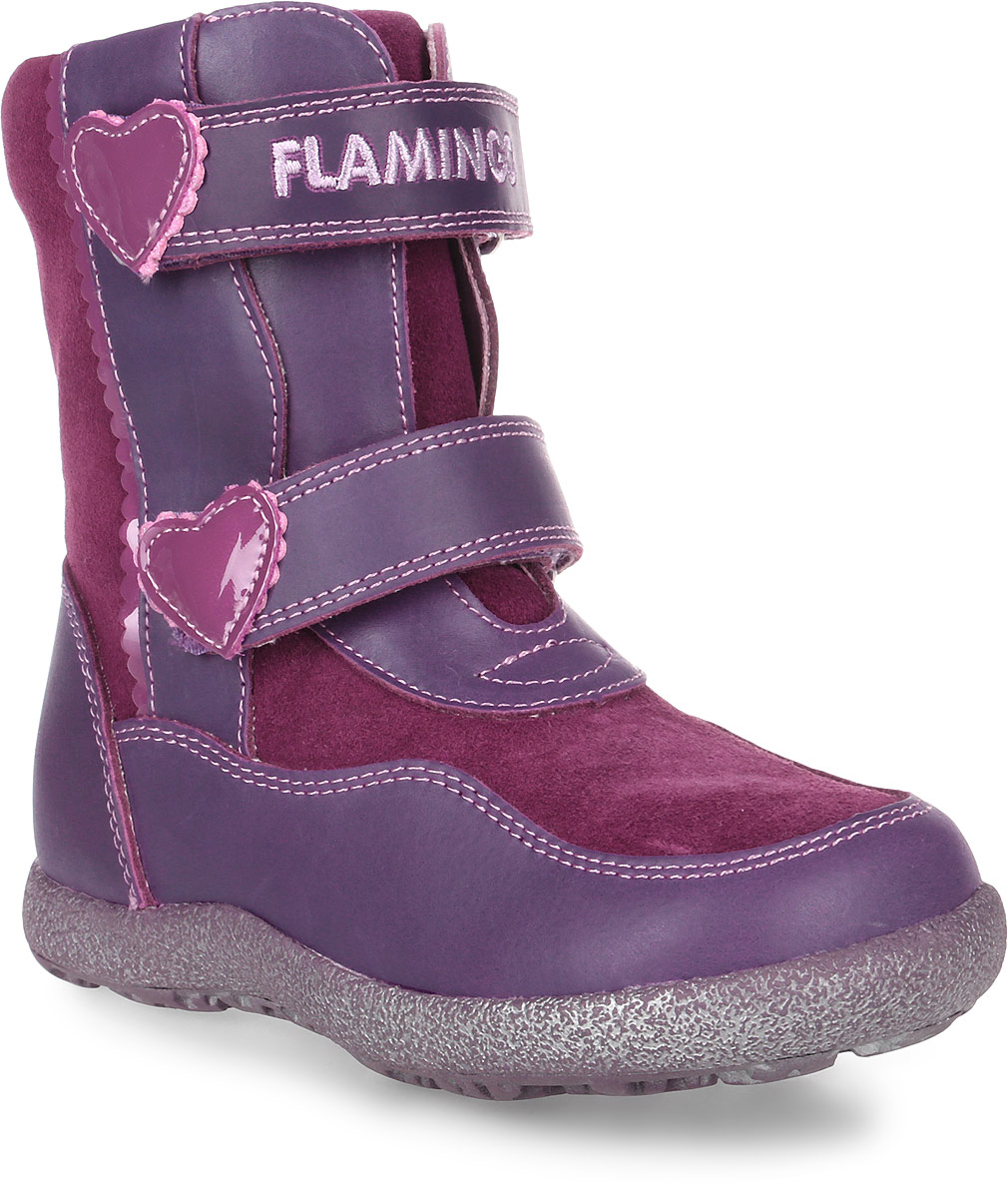 Ботинки для девочки Flamingo, цвет: фиолетовый, бордовый. LC3915. Размер 30
