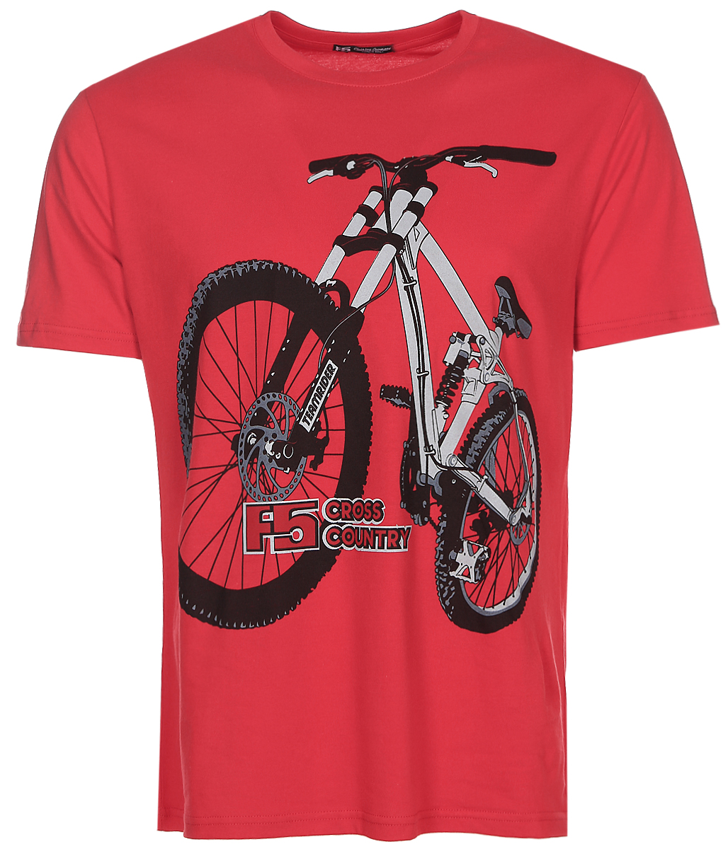 Футболка мужская F5, цвет: красный. 14430_02285. Размер XL (52)14430_02285/Cross, TR Plain, red Футболка мужская F5, цвет: красный. 14430_02285. Размер XL (52)14430_02285/Cross, TR Plain, redСтильная мужская футболкаF5 выполнена из натурального хлопка. Футболка с коротким рукавом и небольшим круглым вырезом оформлена принтом и надписью.