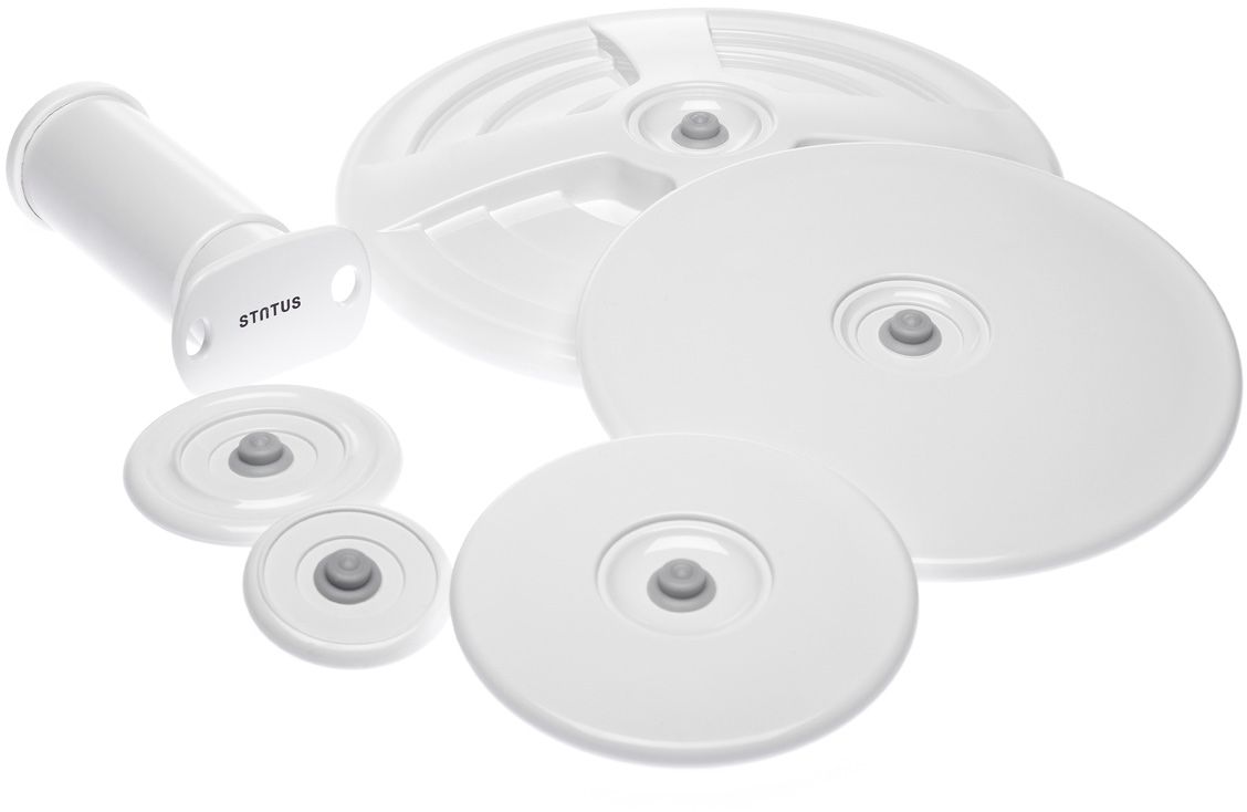 Набор крышек для вакуумной упаковки Status Lid Set, цвет: белый, 6 предметовLID Set White Набор крышек для вакуумной упаковки Status Lid Set, цвет: белый, 6 предметовLID Set WhiteКомплект крышек для вакуумной упаковки Status Lid Set Пять крышек разного диаметра для вакуумной упаковки различных емкостей, ручной вакуумный насос Крышка 1 - 6 см (посуда с диаметром бортика 2.5 - 5.0 см)Крышка 2 - 8.2 см (посуда с диаметром бортика 4.0 - 7.5 см)Крышка 3 - 13.5 см (посуда с диаметром бортика 6.0 - 12.0 см)Крышка 4 - 21 см (посуда с диаметром бортика 10.0 - 20.0 см) Крышка 5 - 25.5 см (посуда с диаметром бортика 18.5 - 24.5 см)