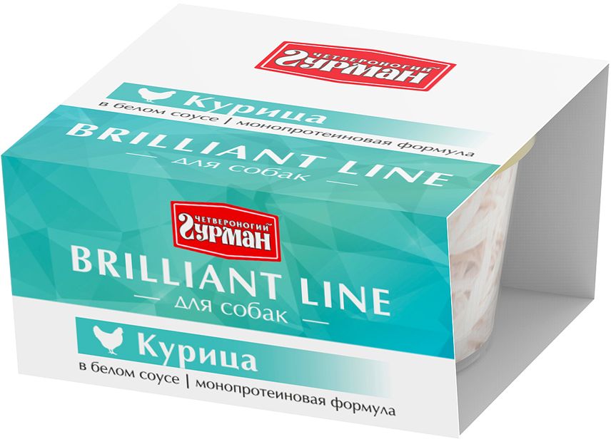 Консервы для собак Четвероногий гурман Brilliant Line, курица в белом соусе, 100 г216101003 Консервы для собак Четвероногий гурман Brilliant Line, курица в белом соусе, 100 г216101003Консервы Четвероногий гурман Brilliant Line предназначены для взрослых собак. Нежное филе курицы превосходно сочетается с белым соусом. Специальная структура мяса в виде тонких волокон придется по вкусу самым привередливым питомцам. Состав: филе куриной грудки, белый соус, животный белок, масло растительное, рыбий жир. Товар сертифицирован.