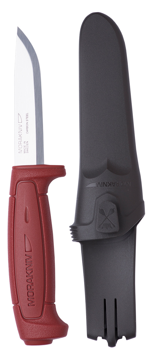 Нож туристический Morakniv Basic 511, цвет: красный, стальной, длина лезвия 9,1 см12147 Нож туристический Morakniv Basic 511, цвет: красный, стальной, длина лезвия 9,1 см12147Клинок ножа Morakniv Basic 511 выполнен из высококачественной углеродистой стали твердостью 58-60 HRc. Длина лезвия - 91 мм, ширина обуха - 2,0 мм. Рукоять ножа изготовлена из высокопрочного пластика, дополнительные упоры под пальцы обеспечивают максимальный комфорт при использовании ножа. Комплектуется Morakniv Basic 511 пластиковыми ножнами с зацепом на ремень. Производитель предусмотрел на чехле крепление под клипсу ножен другого ножа.Общая длина ножа: 20,6 см.