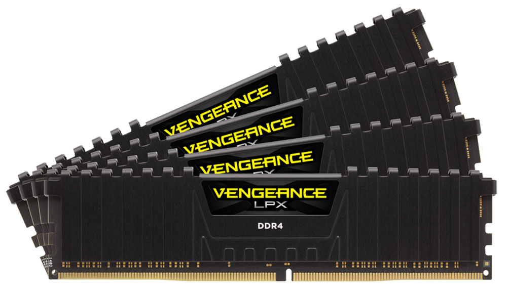 Corsair Vengeance LPX DDR4 4x8Gb 3333 МГц, Black комплект модулей оперативной памяти (CMK32GX4M4B3333C16)CMK32GX4M4B3333C16 Corsair Vengeance LPX DDR4 4x8Gb 3333 МГц, Black комплект модулей оперативной памяти (CMK32GX4M4B3333C16)CMK32GX4M4B3333C16Модули памяти Vengeance LPX разработаны для более эффективного разгона процессора. Теплоотвод выполнен из чистого алюминия, что ускоряет рассеяние тепла, а восьмислойная печатная плата значительно эффективнее распределяет тепло и предоставляет обширные возможности для разгона. Каждая интегральная микросхема проходит индивидуальный отбор для определения уровня потенциальной производительности.Форм-фактор DDR4 оптимизирован под новейшие материнские платы серии Intel X99/100 Series и обеспечивает повышенную частоту, расширенную полосу пропускания и сниженное энергопотребление по сравнению с модулями DDR3. В целях обеспечения стабильно высокой производительности модули Vengeance LPX DDR4 проходят тестирование совместимости на материнских платах серии X99/100 Series. Имеется поддержка XMP 2.0 для удобного разгона в автоматическом режиме.Максимальная степень разгона ограничивается рабочей температурой. Уникальный дизайн теплоотвода Vengeance LPX обеспечивает оптимальный отвод тепла от интегральных микросхем в канал охлаждения системы, чтобы вы могли добиться большего.Vengeance LPX будет готов к появлению первых материнских плат Mini-ITX и MicroATX для памяти DDR4. Его компактный форм-фактор оптимально подходит для размещения в небольших корпусах или в системах, где требуется оставить свободным максимум внутреннего пространства.