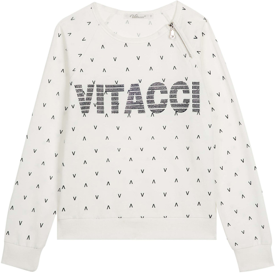 Свитшот для девочки Vitacci, цвет: белый. 2172120-01. Размер 1642172120-01 Свитшот для девочки Vitacci, цвет: белый. 2172120-01. Размер 1642172120-01Комфортный свитшот для девочки с длинными рукавами и круглым вырезом горловины.
