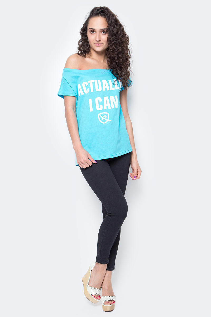 Футболка женская Rocawear, цвет: голубой. R021757. Размер XS (42)R021757 Футболка женская Rocawear, цвет: голубой. R021757. Размер XS (42)R021757Женская футболка Rocawear на одно плечо - тренд последних нескольких сезонов. Небрежное спадание и оголенное плечо добавляют пикантности, привлекательности и в то же время не опошляют образ. Также сочетание сексуальной нотки с удобным повседневным кроем делает внешний вид индивидуальным и оригинальным. Спереди украшена принтом с надписью Actually, I Can.