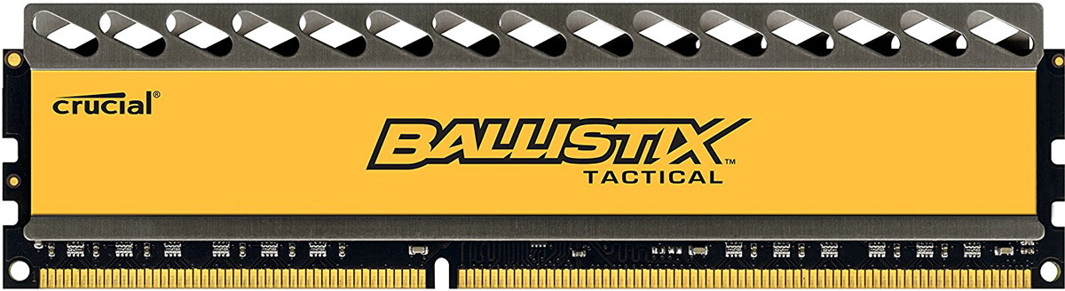 Crucial Ballistix Tactical DDR3 8Gb 1866 МГц модуль оперативной памяти (BLT8G3D1869DT1TX0CEU)BLT8G3D1869DT1TX0CEU Crucial Ballistix Tactical DDR3 8Gb 1866 МГц модуль оперативной памяти (BLT8G3D1869DT1TX0CEU)BLT8G3D1869DT1TX0CEUМодуль оперативной памяти Crucial Ballistix Tactical типа DDR3 предоставляет качество работы, надежность и производительность, требуемую для современных компьютеров сегодня. Оснащен теплоотводом, выполненным из чистого алюминия, что ускоряет рассеяние тепла.Объем оперативной памяти в 8 ГБ позволит свободно работать со стандартными, офисными и профессиональными ресурсоемкими программами, а также современными требовательными играми. Работа осуществляется при тактовой частоте 1866 МГц и пропускной способности, достигающей до 14900 Мб/с, что гарантирует качественную синхронизацию и быструю передачу данных, а также возможность выполнения множества действий в единицу времени. Параметры тайминга 9-9-9-27 гарантируют быструю работу системы.