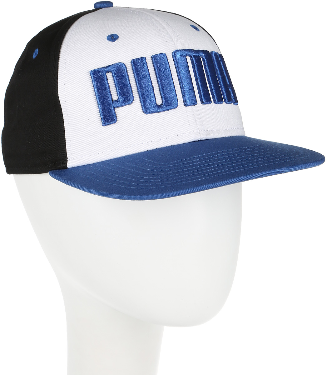 Бейсболка Puma ESS Flatbrim Cap, цвет: черный, белый, синий. 052921_08. Размер универсальный052921_08 Бейсболка Puma ESS Flatbrim Cap, цвет: черный, белый, синий. 052921_08. Размер универсальный052921_08Бейсболка ESS Flatbrim Cap с модным плоским козырьком станет стильной деталью вашего гардероба. Модель выполнена из натурального хлопка, который обеспечивает максимальный комфорт в носке. Вентиляция обеспечивается специальными вышитыми люверсами на всей поверхности бейсболки. Сзади имеется пластиковая застежка для регулировки размера. Изделие дополнено вышитым 3D-логотипом PUMA спереди и вышитым логотипом PUMA сзади. Создавайте яркие спортивные городские образы активного современного человека при помощи аксессуаров от Puma.