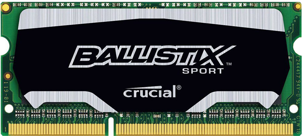 Crucial Ballistix Sport SO-DIMM DDR3L 4Gb 1866 МГц модуль оперативной памяти (BLS4G3N18AES4CEU)BLS4G3N18AES4CEU Crucial Ballistix Sport SO-DIMM DDR3L 4Gb 1866 МГц модуль оперативной памяти (BLS4G3N18AES4CEU)BLS4G3N18AES4CEUМодуль оперативной памяти Crucial Ballistix Sport типа SO-DIMM DDR3L предоставляет качество работы, надежность и производительность, требуемую для современных ноутбуков сегодня. Оснащен теплоотводом, выполненным из чистого алюминия, что ускоряет рассеяние тепла. Благодаря низкому напряжению (1,35 В), снижается потребление энергии, что обеспечивает снижение нагрева и бесшумную работу ноутбука.Работа модуля осуществляется при тактовой частоте 1866 МГц и пропускной способности, достигающей до 14900 Мб/с, что гарантирует качественную синхронизацию и быструю передачу данных, а также возможность выполнения множества действий в единицу времени. Параметры тайминга 10-10-10-30 гарантируют быструю работу системы.