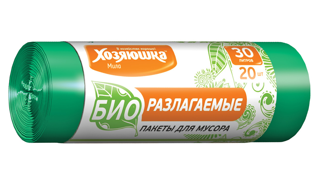 Пакеты для мусора Хозяюшка Мила, биоразлагаемые, цвет: зеленый, 30 л, 20 шт07025 Пакеты для мусора Хозяюшка Мила, биоразлагаемые, цвет: зеленый, 30 л, 20 шт07025Биоразлагаемые пакеты для мусора Хозяюшка Мила созданы из материалов, которые после использования разлагаются за 1,5-2 года под действием кислорода, воды и света и превращаются в органические соединения. Поэтому биоразлагаемые пакеты не оказывают негативного воздействия на природу и в последнее время пользуются всё большим спросом. Данный вид пакетов полностью аналогичен обычным пакетам для мусора по прочности и внешнему виду.Объем мешка: 30 л.Количество в упаковке: 20 шт.Длина мешка: 57,5 см.