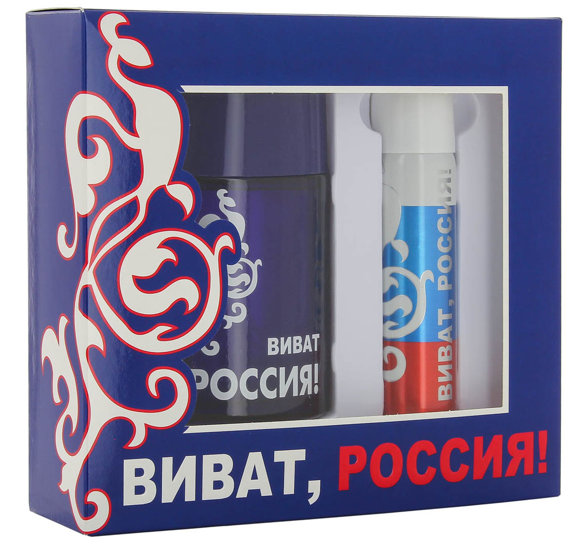 КПК-Парфюм Подарочный набор для мужчин Виват Россия синий: Туалетная вода, 100 мл + Парфюмированный дезодорант, 75 млКПК229 КПК-Парфюм Подарочный набор для мужчин Виват Россия синий: Туалетная вода, 100 мл + Парфюмированный дезодорант, 75 млКПК229Аромат ВИВАТ РОССИЯ СИНИЙ открывается сверкающими нотами итальянского лимона и имбиря, за которыми следует фужерно-древесное сердце из кипариса и лаванды. Завершает образ элегантная древесная база из ветивера и кедра.