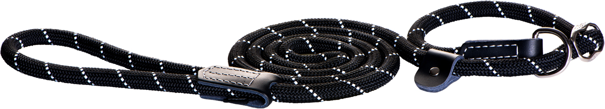 Поводок-удавка для собак Rogz Rope, цвет: черный, ширина 1,2 см. Размер LHLXR12A Поводок-удавка для собак Rogz Rope, цвет: черный, ширина 1,2 см. Размер LHLXR12AПоводок-удавка для собак Rogz Rope выполнен из очень мягкого, но прочного нейлона, который не причинит неудобства собаке. Высококачественная тесьма особого плетения, удивительно мягкая на ощупь, не стирает и не путает шерсть даже длинношерстным собакам. Особо прочный закругленный нейлон препятствует разгрызанию и деформации изделий, а узкая поверхность ошейников - полуудавок помогает при дрессуре, мешая собаке тянуть поводок.Выполненные по заказу литые кольца выдерживают значительные физические нагрузки и имеют хромирование, нанесенное гальваническим способом, что позволяет избежать коррозии и потускнения изделия.Светоотражающая нить, вплетенная в нейлоновую ленту, обеспечивает видимость животного в темное время суток.Элементы изделия выполнены из 100% кожи.