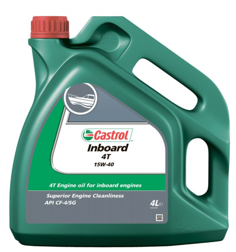 Моторное масло Castrol Inboard 4T, минеральное, 4 л151A13 Моторное масло Castrol Inboard 4T, минеральное, 4 л151A13CASTROL Inboard 4T – минеральное масло для высоконагруженных четырёхтактных бензиновых и дизельных двигателей морской и речной техники. Передовые технологии производства присадок и высококачественные базовые масла, используемые при производстве продукта обеспечивают максимальную эффективность работы всех типов четырёхтактных двигателей, где рекомендованы продукты категории качества API SG/CD или CCMC G4/D4. CASTROL Inboard 4T специально разработано для различных уcловий работы двигателей водной техники от длительных стоянок до движения с максимальной скоростью на длинных дистанциях. Содержит парофразный ингибитор коррозии для обеспечения надёжной защиты во время хранения. Соблюдайте рекомендации производителя по обкатке нового или модернизированного двигателя перед тем как использовать высококачественное масло CASTROL Inboard 4T. CASTROL Inboard 4T не используется для двухтактных двигателей.
