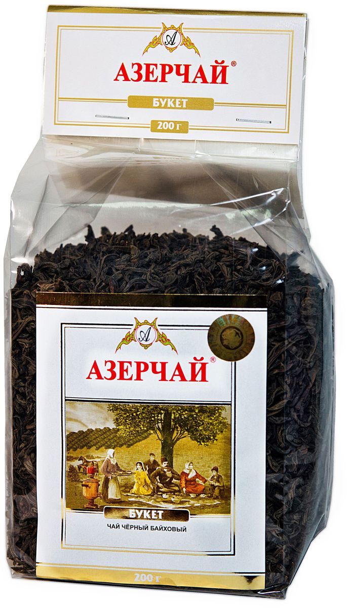 Азерчай Букет чай черный листовой, 200 г4630006820973 Азерчай Букет чай черный листовой, 200 г4630006820973Чай черный байховый крупнолистовой высшего сорта. Смесь чаев из регионов Азербайджана Ленкоран и Астара. Способ приготовления: заварить из расчета 1 чайная ложка на чашку. Настаивать 5-6 минут.