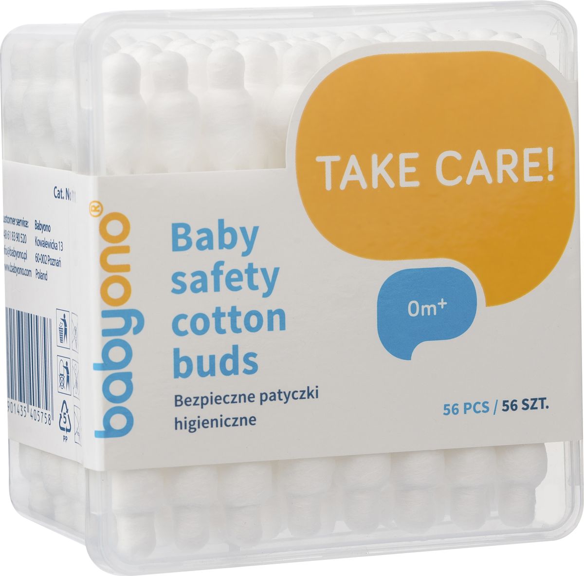 BabyOno Ватные палочки с ограничителем 56 шт111 BabyOno Ватные палочки с ограничителем 56 шт111Детские ватные палочки от BabyOno идеально подходят для гигиены вашего малыша. Каждая палочка имеет ограничитель, для дополнительной безопасности при использовании, плотную намотку, которая изготовлена из натурального хлопка.Подходят для использования с первых дней жизни.
