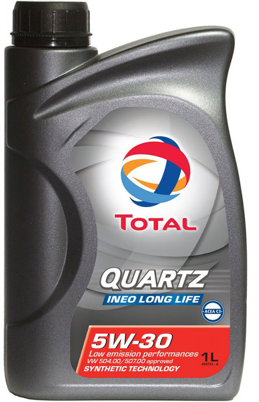 Моторное масло Total Quartz Ineo Long Life 5W-30, 1 л181711 Моторное масло Total Quartz Ineo Long Life 5W-30, 1 л181711Малозольное моторное масло нового поколения, разработанное специально для двигателей немецких автопроизводителей. Оптимизирует работу систем доочистки выхлопных газов, в частности, сажевого фильтра. Международные Стандарты: Acea C3Одобрения автопроизводителей: VW 504.00/507.00, BMW LL-04, MB 229.51, Porsche C30
