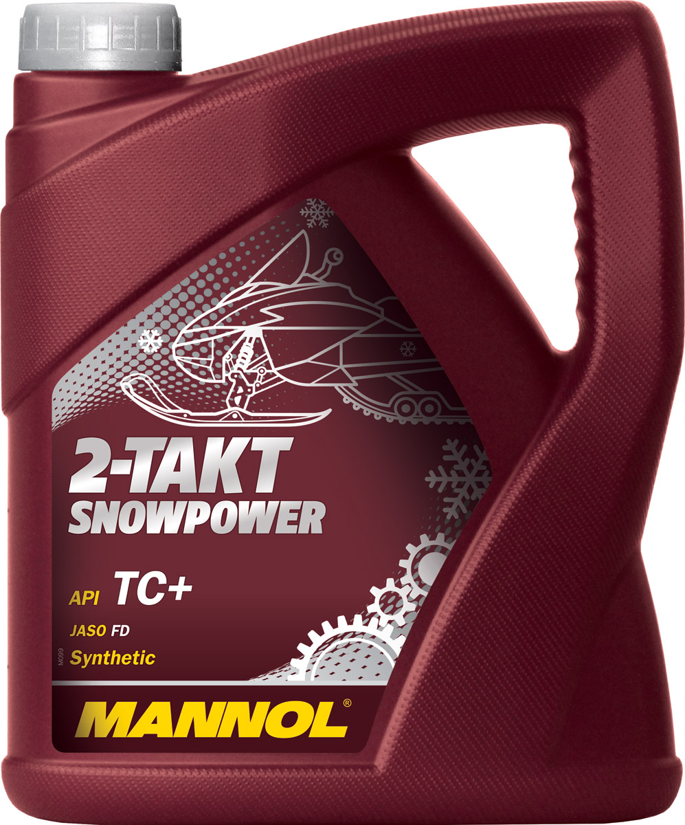 Масло моторное MANNOL 2-Takt Snowpower, API TC+, синтетическое, 4 л1431 Масло моторное MANNOL 2-Takt Snowpower, API TC+, синтетическое, 4 л1431Моторное масло Mannol 2-Takt Snowpower - уникальное масло на синтетической основе для 2-х тактных двигателей снегоходов, мотовездеходов, квадроциклов, скутеров и другой техники, работающей в холодном климате и суровых условиях. Специальная формула масла обеспечивает высокую степень сгорания, препятствует калильному зажиганию. Благодаря низкой точке замерзания (-42°C), обеспечивает надежный холодный пуск. Масло Mannol 2-Takt Snowpower содержит углеводородный смеситель, который способствует мгновенному образованию стабильной смеси топлива и масла при сильных морозах. Повышает срок использования двигателя посредством уменьшения трения и, соответственно, износа. Выдерживает гоночные нагрузки. Предотвращает формирование осадков в двигателе и в поршневых кольцах, обладает отличными моющими свойствами. Предназначено для систем непосредственного впрыска и предварительного смешения с бензином. Окрашено в зеленый цвет для облегчения индетификации. Рекомендуемая дозировка при смешении топлива с бензином - 1:50 (пользуйтесь рекомендациями производителей техники.) Допуски и соответствия JASO FD, ISO L-EGD, ROTAX 253 Snowmobile.Класс качества по API: TC+.Вязкость при 100°C: 8,12 CSt.Вязкость при 40°C: 50,17 CSt.Индекс вязкости: 133.Плотность при 15°C: 874 kg/m3.Температура вспышки COC: 160 °C.Температура застывания: -42 °C.Щелочное число: 1,44 gKOH/kg.Товар сертифицирован.