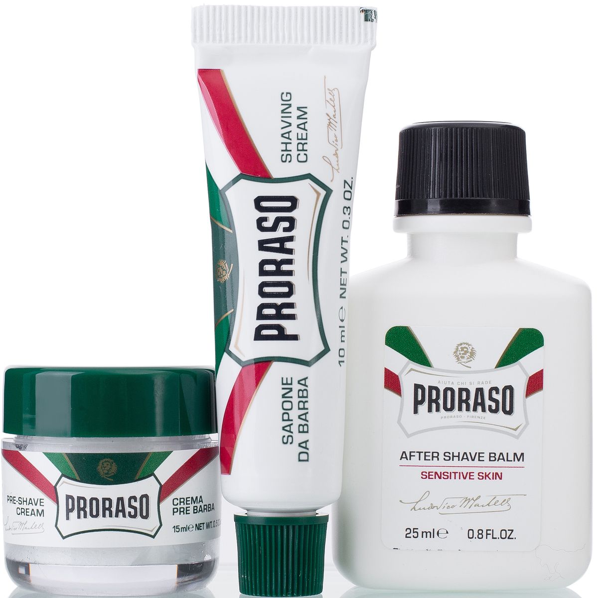Proraso Набор для бритья: крем до бритья, 15 мл, крем для бритья, 10 мл, мини-помазок, бальзам после бритья, 25 мл, чаша для бритья400354 Proraso Набор для бритья: крем до бритья, 15 мл, крем для бритья, 10 мл, мини-помазок, бальзам после бритья, 25 мл, чаша для бритья400354Набор для бритья: Крем до бритья освежающий 15 мл, Крем для бритья освежающий 10 мл, мини-помазок, Бальзам после бритья для чувствительной кожи 25 мл
