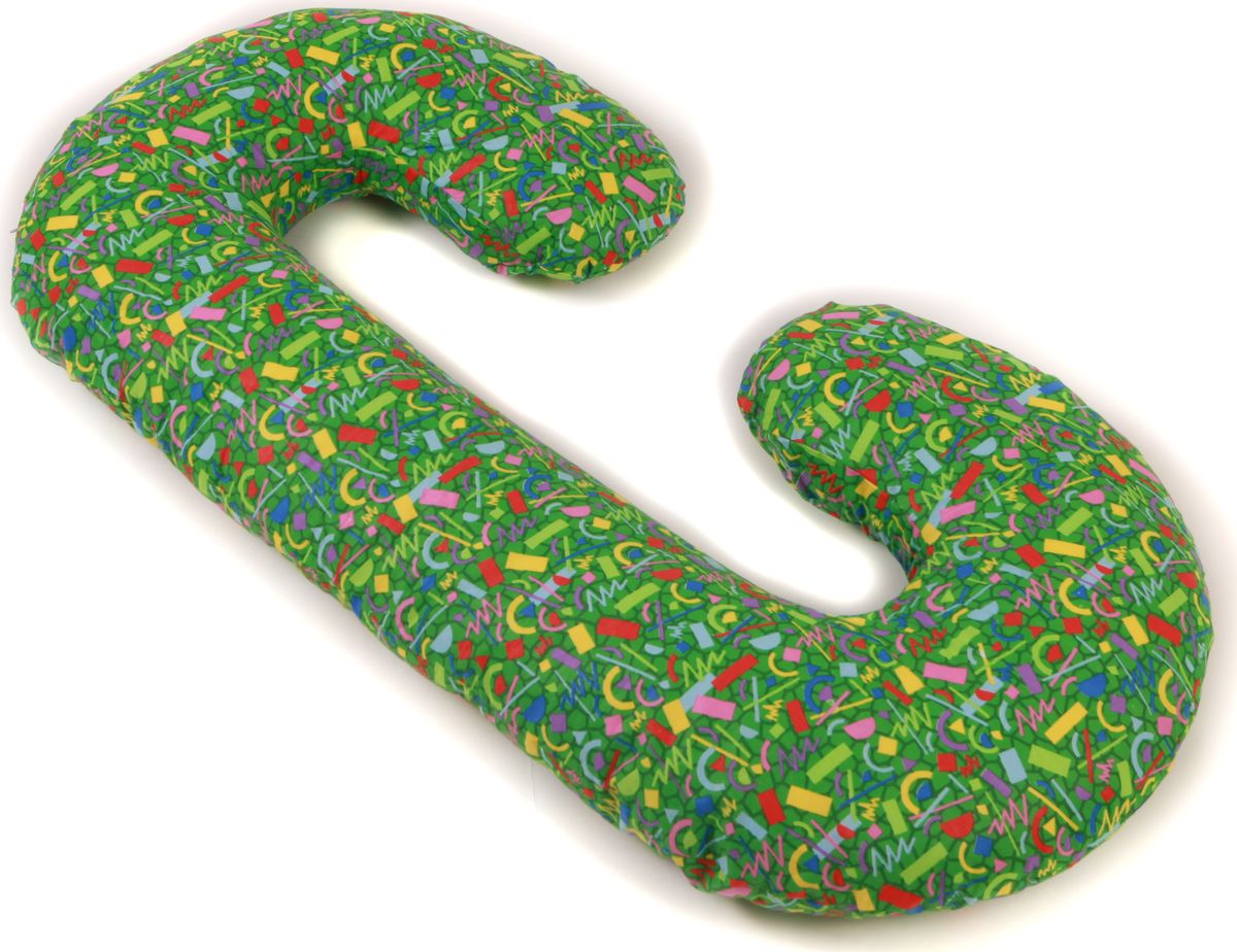 Body Pillow Подушка для беременных C-образная с наволочкой цвет зеленый 75 х 140 смS03301004 Body Pillow Подушка для беременных C-образная с наволочкой цвет зеленый 75 х 140 смS03301004Подушка для беременных в форме С – многофункциональная и эргономичная подушка, которая подстроится под форму тела будущей мамы даже во время анатомических изменений. Длинная сторона подушки поддерживает растущий животик или спинку, а закругления подкладываются под голову и между бедер, для того чтобы снять напряжение с мышц и отечность ног. Размер подушки 140х75 см (или 300 см по внешнему краю). Подушка идеально подойдет девушкам с ростом до 170 см.Подушку можно сложить пополам и использовать как удобное кресло, а так же подушку можно обернуть вокруг талии и расположить на ней малыша во время кормления.Наполнитель подушки – холлофайбер – это мягкий и гибкий классический наполнитель. Этот материал состоит из волокон полиэстера, которые образуют сильную пружинистую структуру материала. Это свойство позволяет быстро восстанавливать свою форму после смятия, а так же принимать различные формы. В комплекте есть съемная наволочка на молнии нежного бежево-молочного цвета с рельефным римским узором «Квадратики» из микрофибры, очень практичный цвет.