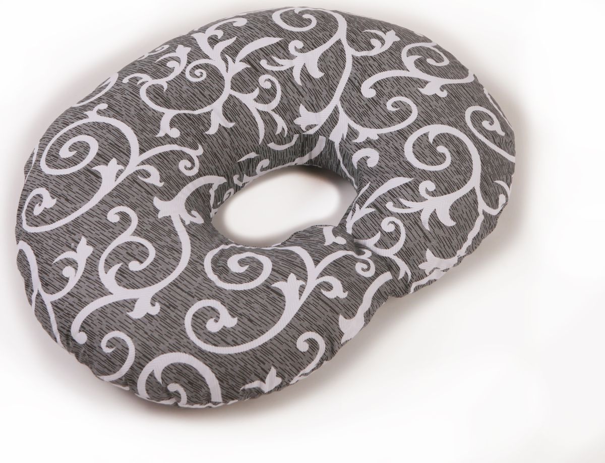 Body Pillow Подушка для кормления Рогалик с наволочкой цвет серый белый 70 х 90 см
