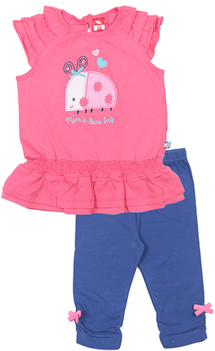 Комплект для девочки Cherubino: туника, бриджи, цвет: розовый, синий. CSB 9471. Размер 86