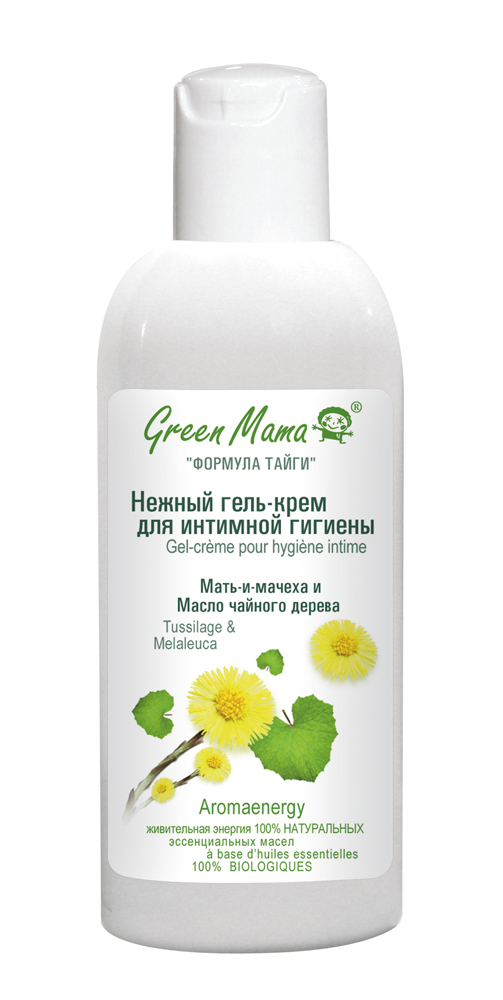 Green Mama Гель-крем для интимной гигиены Мать-и-мачеха и масло чайного дерева, 100 мл391g Green Mama Гель-крем для интимной гигиены Мать-и-мачеха и масло чайного дерева, 100 мл391gСохранить естественный баланс интимной слизистой оболочки и обеспечить правильную гигиену так важно для женщины! Под действием гормональных сдвигов, стрессов, хлорированной воды и обычного мыла часто страдает нормальная микрофлора. Масло чайного дерева - природный антисептик, предупреждающий раздражения. Экстракт листьев мать-и-мачехи смягчает, а молочная кислота поддерживает естественный кислотно-щелочной баланс (рН). Нежный, деликатный гель позволяет сохранить комфорт и свежесть в течение всего дня.Aromaenergy — содержит 100% натуральные эссенциальные (эфирные) масла.