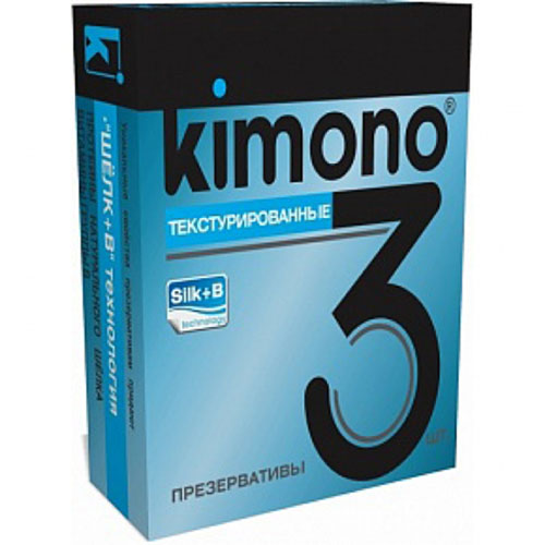 Kimono презервативы текстурированные, 3 шт156-00-08 Kimono презервативы текстурированные, 3 шт156-00-08KIMONO Текстурированные небольшие пупырышки для дополнительной стимуляции, добавят немного пикантности. Текстурированные презервативы в силиконовой смазке с накопителем. Произведены из отборного латекса, при изготовлении использованы самые современные технологии производства и контроля качества на всех этапах. Каждый презерватив проверен электроникой. Только для одноразового использования. Презервативы KIMONO при правильном использовании, обеспечивают надёжную защиту от нежелательной беременности и заболеваний передающихся половым путём в том числе и ВИЧ. Ни одно средство предохранения не гарантирует 100% защиты. Перед использованием необходимо ознакомится с инструкцией внутри упаковки. Фасовка презервативов KIMONO № 3 Текстурированные: в одном блоке (шоу-боксе) 12 упаковок, в каждой упаковке 3 презерватива.