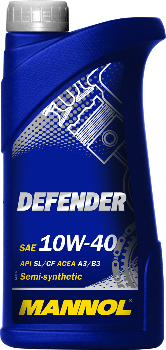 Масло моторное MANNOL Defender, 10W-40, полусинтетическое, 1 л1147 Масло моторное MANNOL Defender, 10W-40, полусинтетическое, 1 л1147Моторное масло Mannol Defender - универсальное всесезонное полусинтетическое моторное масло на гидросинтетической основе, предназначенное для современных бензиновых и дизельных двигателей с турбонаддувом и без. Разработано с использованием специальной новой уникальной технологии снижения износа StahlSynt. Обеспечивает высокую степень защиты как для новых, так и для автомобилей с большим пробегом. Способствует продлению срока между заменами масла. Mannol Defender - это надежная работа двигателя в условиях высоких нагрузок и частой смены температур. Допуски и соответствия ACEA A3/B3, VW 501.01/505.00, MB 229.1. Вязкость при -25°C: 6276 CP. Вязкость при 100°C: 14,07 CSt. Вязкость при 40°C: 95,34 CSt. Индекс вязкости: 151. Плотность при 15°C: 868 kg/m3. Температура вспышки COC: 224 °C. Температура застывания: -42 °C. Щелочное число: 9,2 gKOH/kg. Товар сертифицирован.