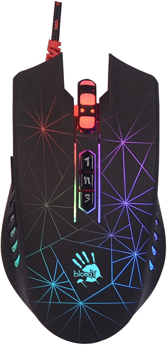 A4Tech Bloody P81, Black игровая мышьP81 A4Tech Bloody P81, Black игровая мышьP81Мышь A4Tech Bloody P81 - вне конкуренции! С ее помощью вы можете реагировать быстрее и всегда быть на шаг впереди своих противников.Молниеносное время отклика – 0.2 мс! Уникальная долговечность - более 20 миллионов нажатий. Отсутствие металлического дребезжания при нажатии. Жизненный цикл оптического скролла - свыше 1 миллиона оборотов.Возможность установки индивидуальной RGB-подсветки открывает вам мир экстремальных возможностей персонализации. Каждый тип настраивается с помощью ПО Bloody 6 и имеет 16.8 миллионов цветовых вариантов.Технология автоматической настройки частоты кадров с низким энергопотреблением и более точным позиционированием курсора. Высокое разрешение 5000 CPI подойдет для любых типов экранов - 720P/1080P/2K/4K/5K.3 режима стрельбы для левой кнопки. Используйте кнопки 1, N, 3 для выбора оптимального режима стрельбы. 6 мощных снайперских режимов для любых игровых ситуаций.Металлические ножки XGlide - прочные, чувствительные, без износа, устраняют трение практически на любой поверхности.Инновационная и уникальная система 4 Core (Low, High, Ultra и Extreme) позволяет играть в MMO, RPG, FPS и другие игры с истинным наслаждением.